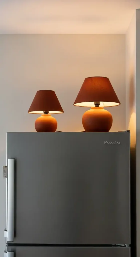 Rust-colored terracotta lamps