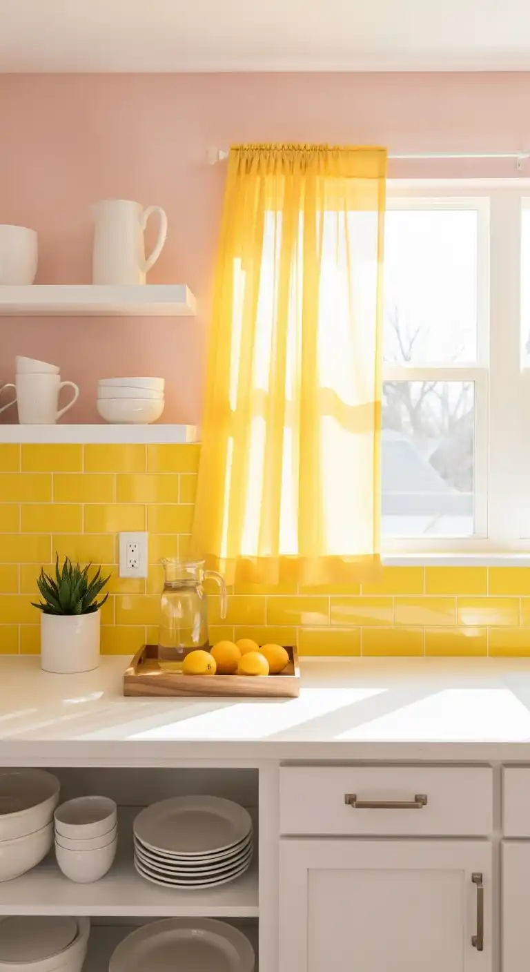 Kitchen Feature Wall Ideas: 23 Fresh Looks to Inspire You 6 Yellow Backsplash Wall