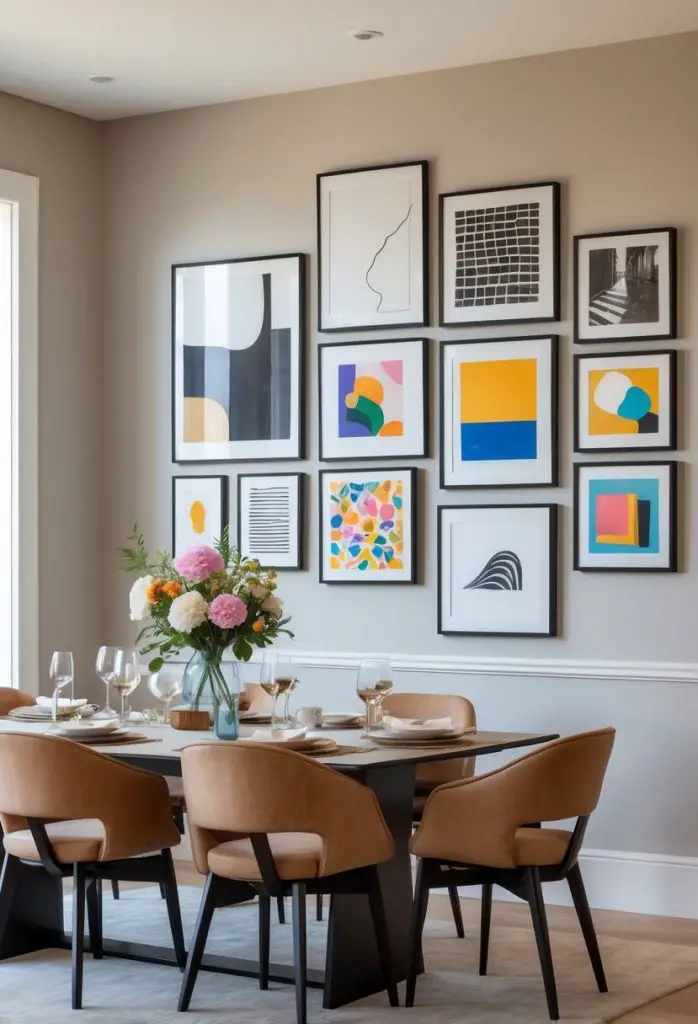 1) Gallery Wall with Mixed Art and Photography