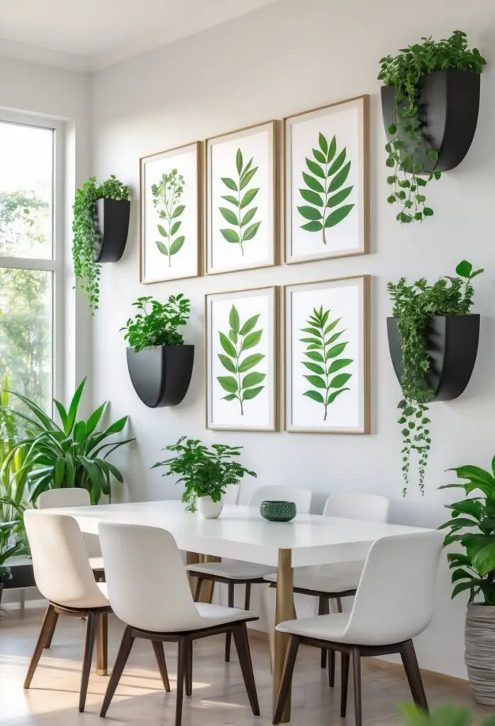 2) Botanical Prints and Wall-Mounted Planters