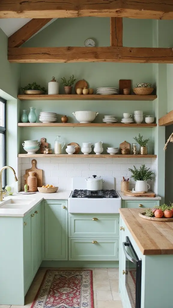 21 Light Green Kitchen Ideas That Will Transform Your Cooking Space (You Won't Believe #15!) - 2. Soft Sage Walls
