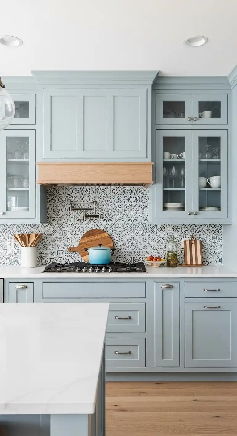 1. Ocean Wave Blue Cabinets