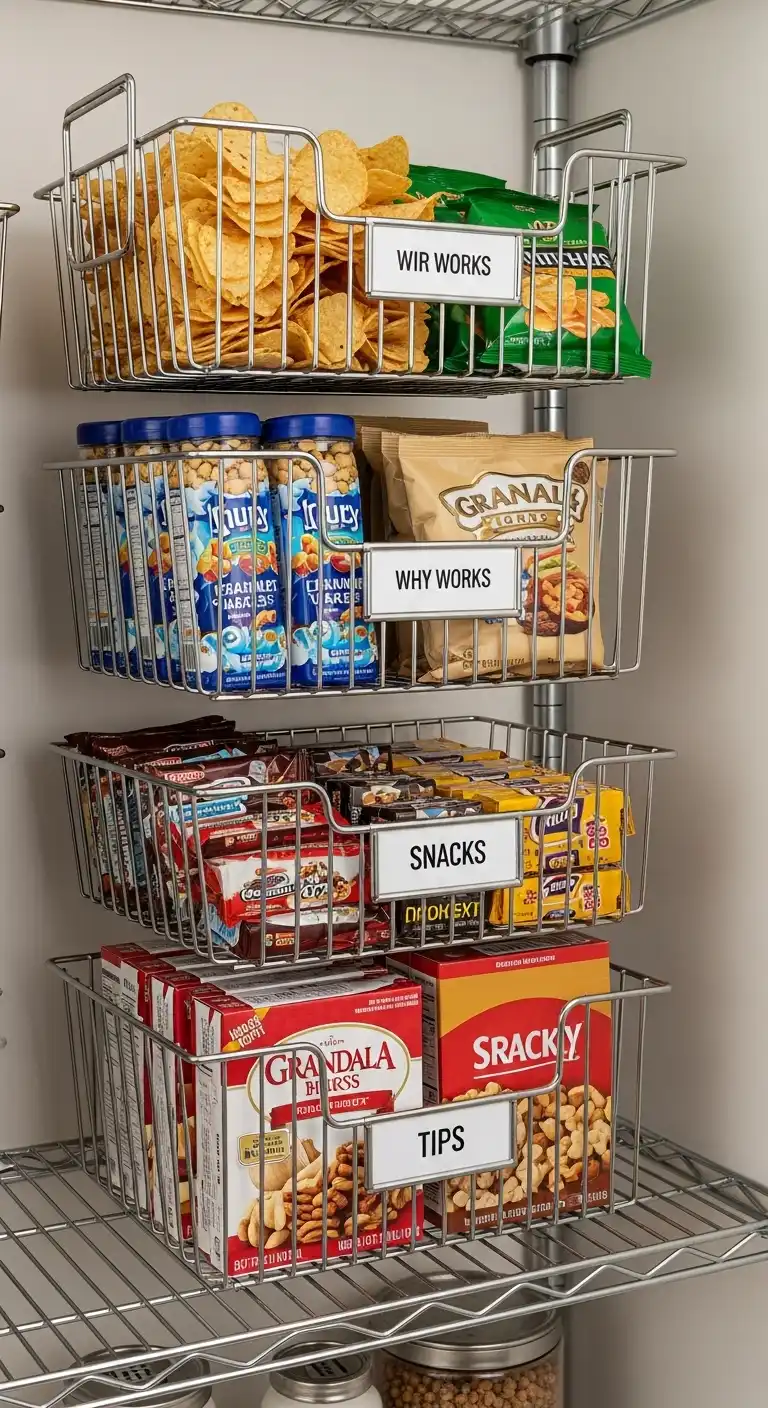 1. Stackable Wire Baskets for Snacks