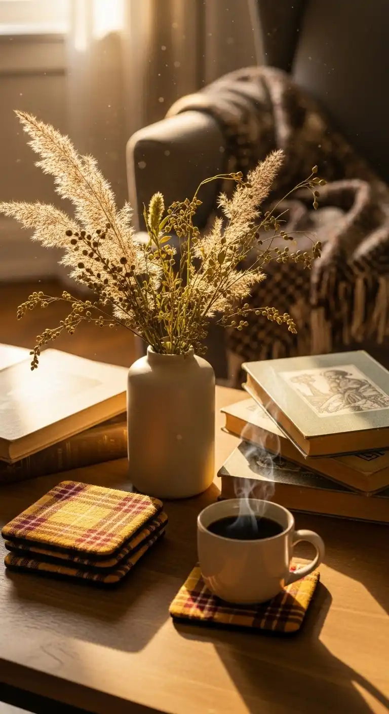 10) Plaid Coasters with Ceramic Accents