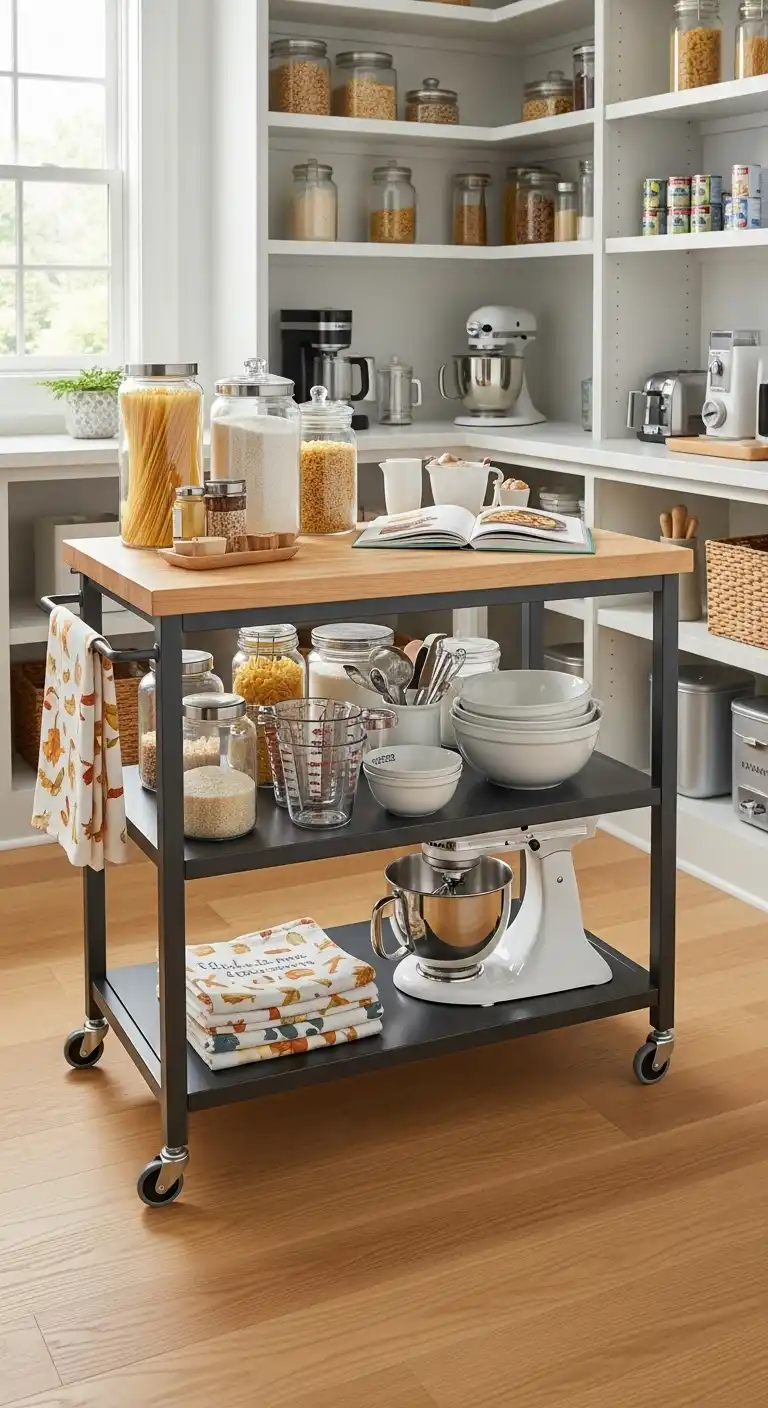 10. Incorporate a Rolling Kitchen Cart