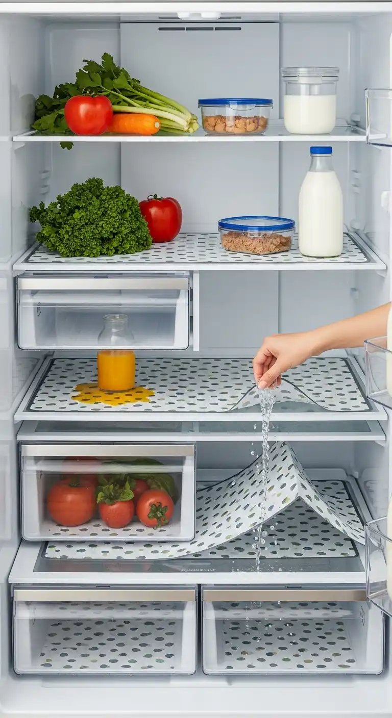 10. Line Shelves for Easy Wipe-Downs