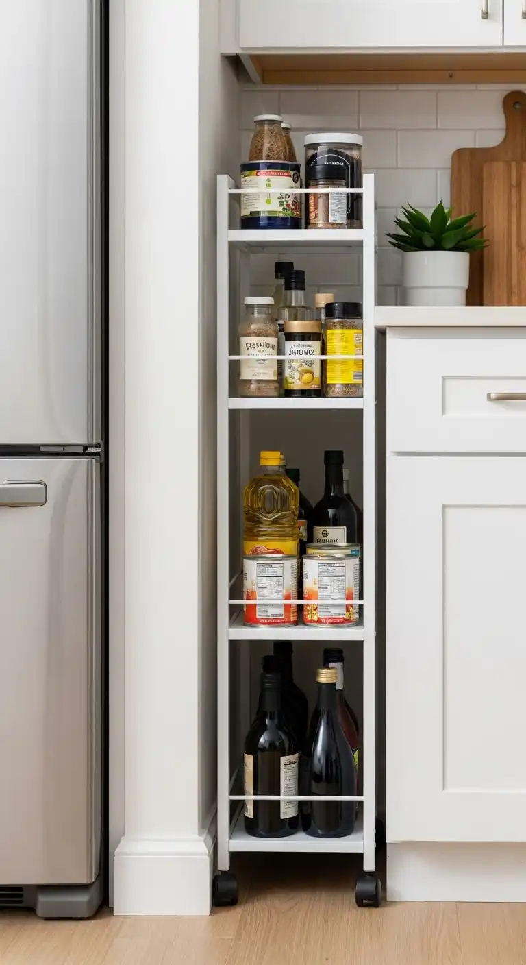 11) Slide in a Slim Rolling Cart Beside the Pantry