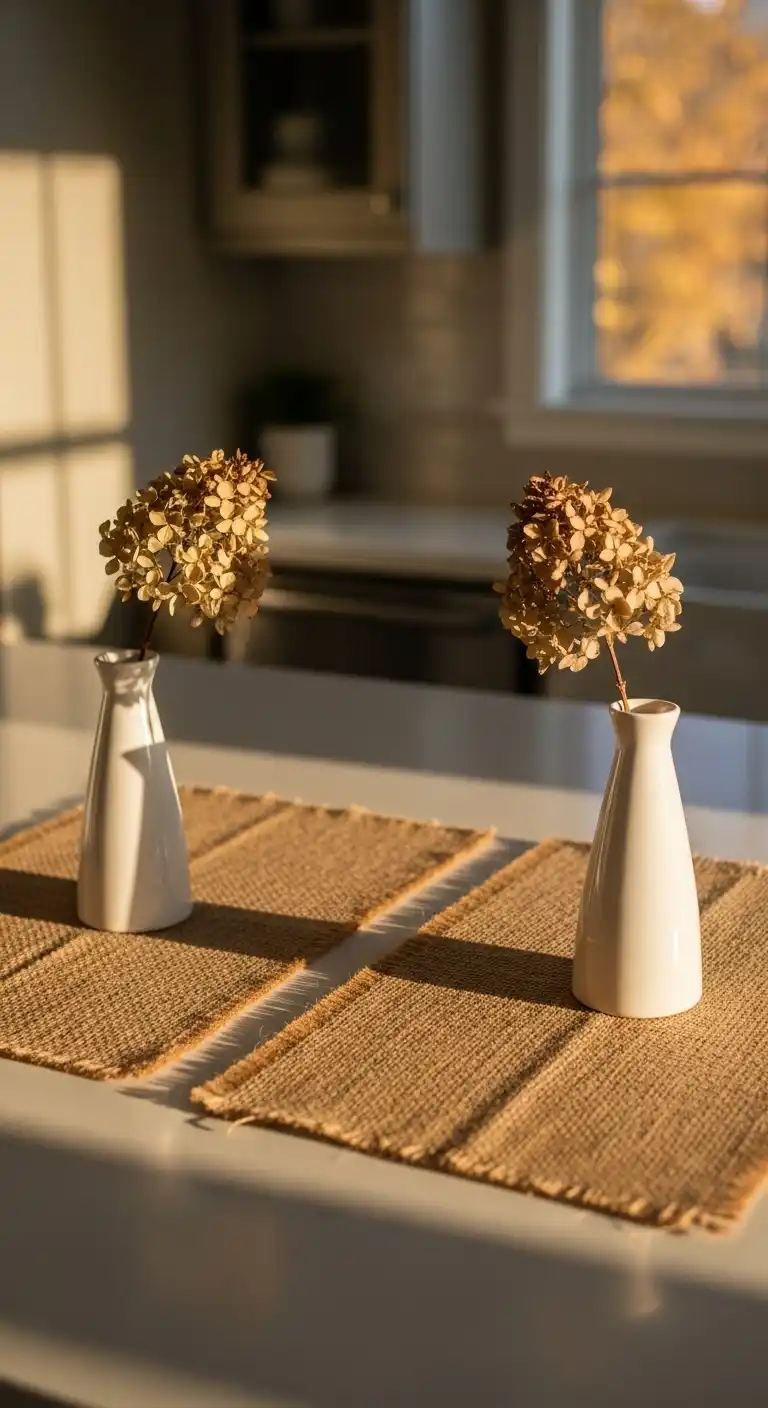 11) Textured Placemats with Ceramic Accents