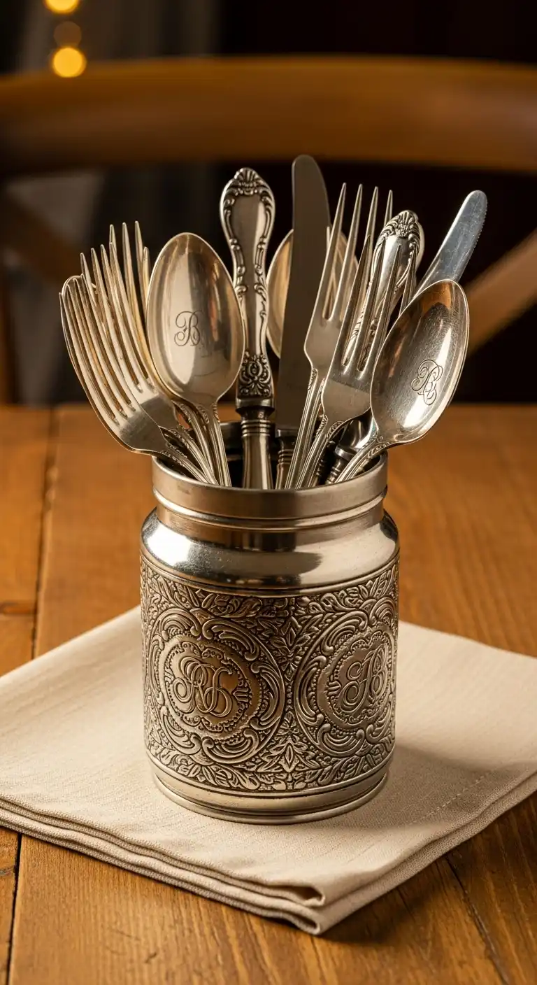 11) Vintage Silverware Display