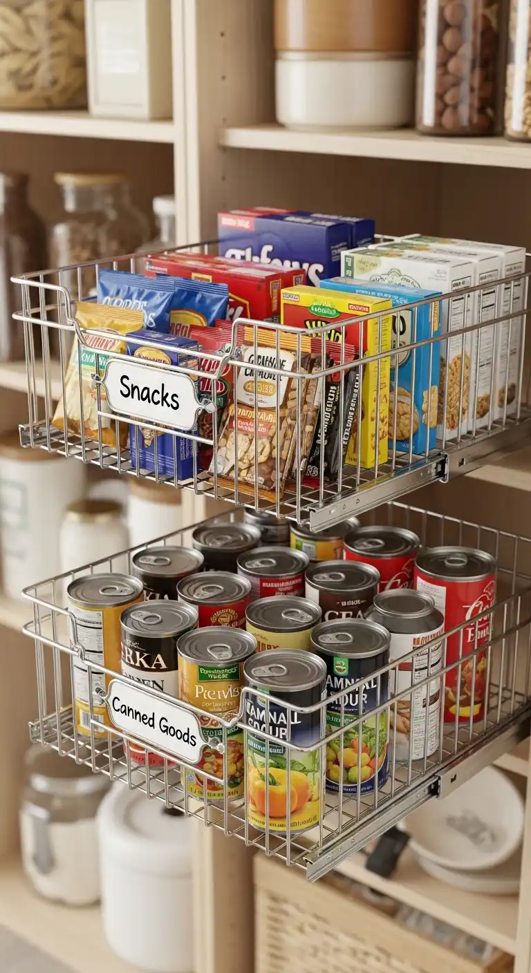 11. Pull-Out Wire Baskets for Accessibility
