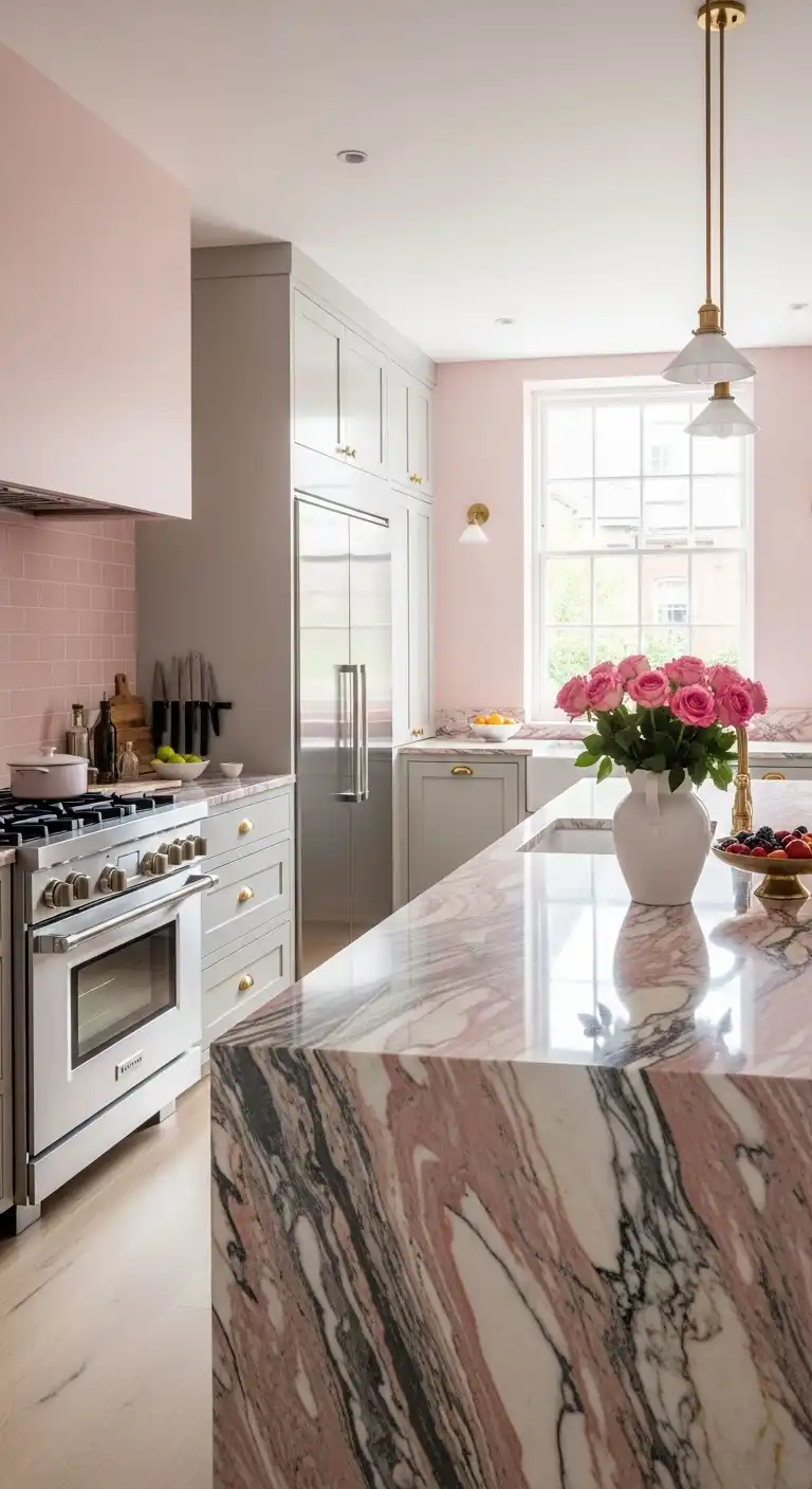 11. Soft Pink Marble Countertops