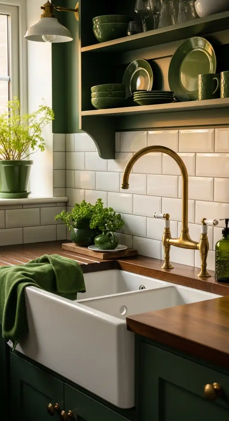 12. Farmhouse Sink with Moss Green
