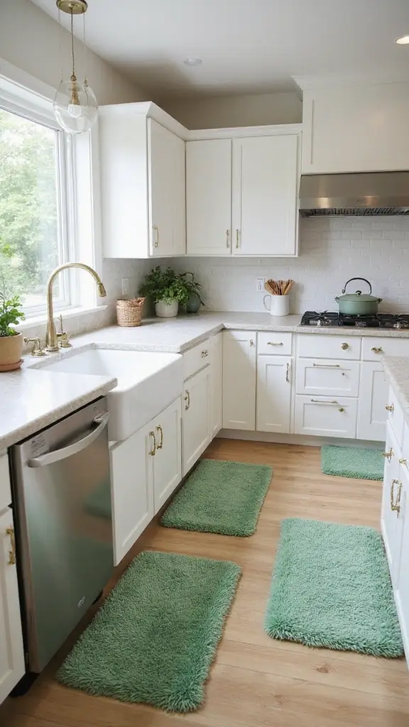21 Light Green Kitchen Ideas That Will Transform Your Cooking Space (You Won't Believe #15!) - 11. Light Green Kitchen Rugs