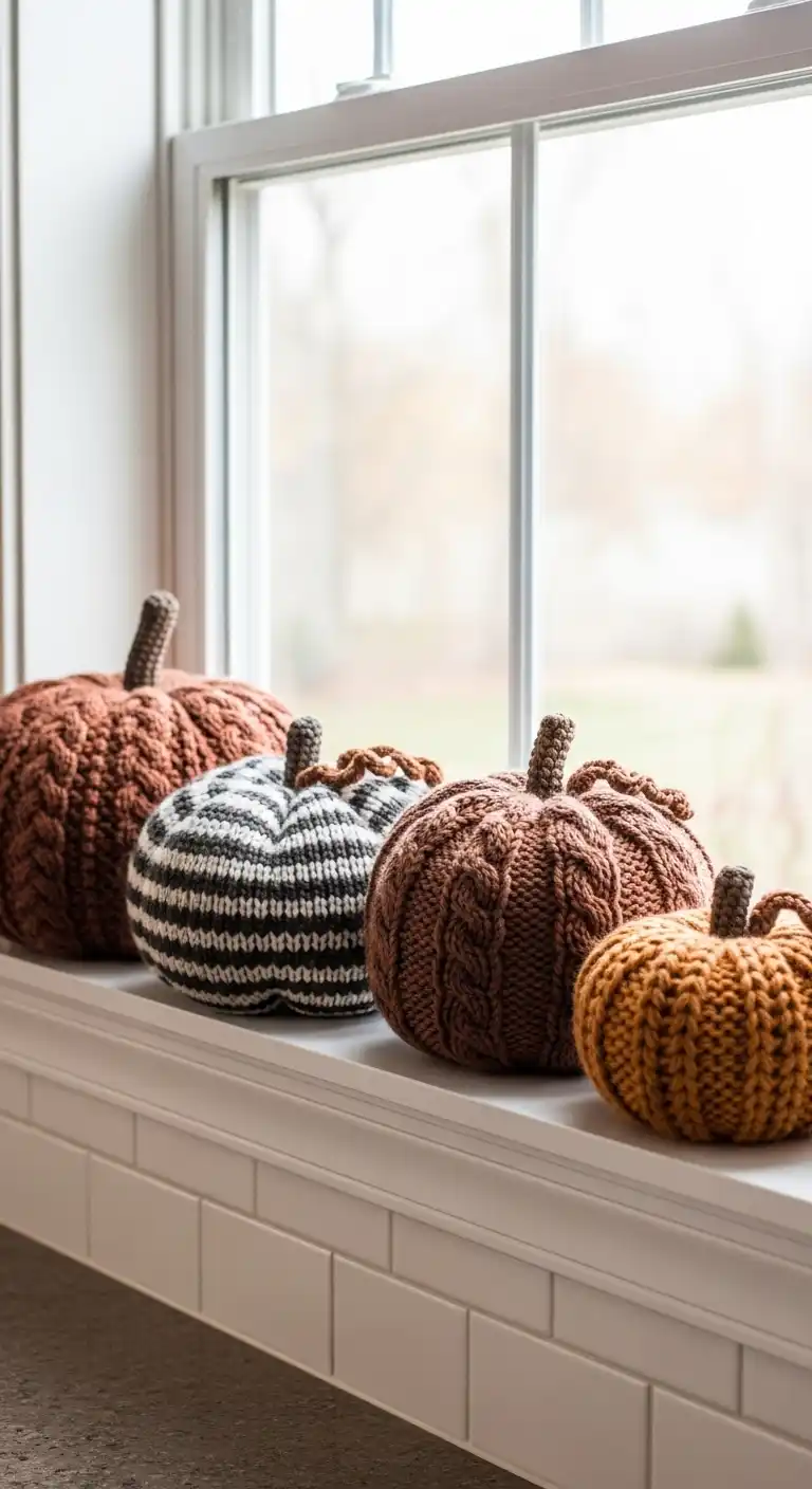 13. Knit Pumpkins for a Cozy Texture