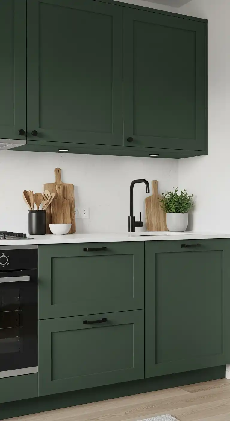 13. Sleek Green Kitchen Renovation
