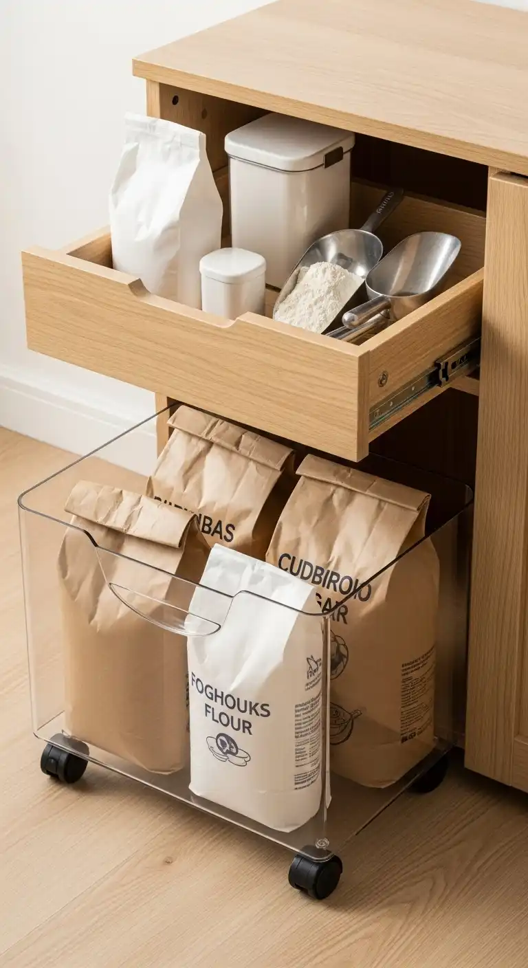 14) Store Heavy Bags in Rolling Drawers