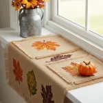 15. Burlap Accents with Autumn Designs