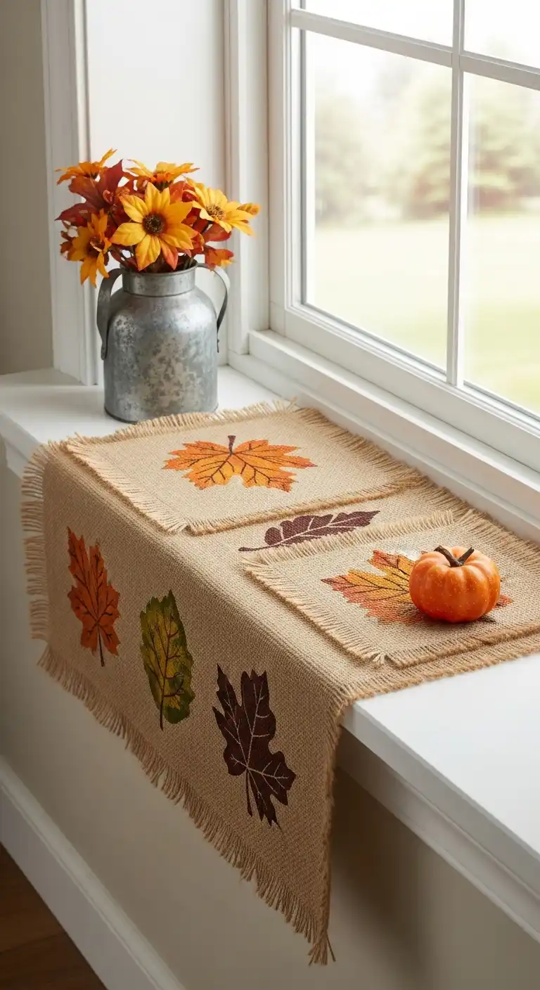 15. Burlap Accents with Autumn Designs