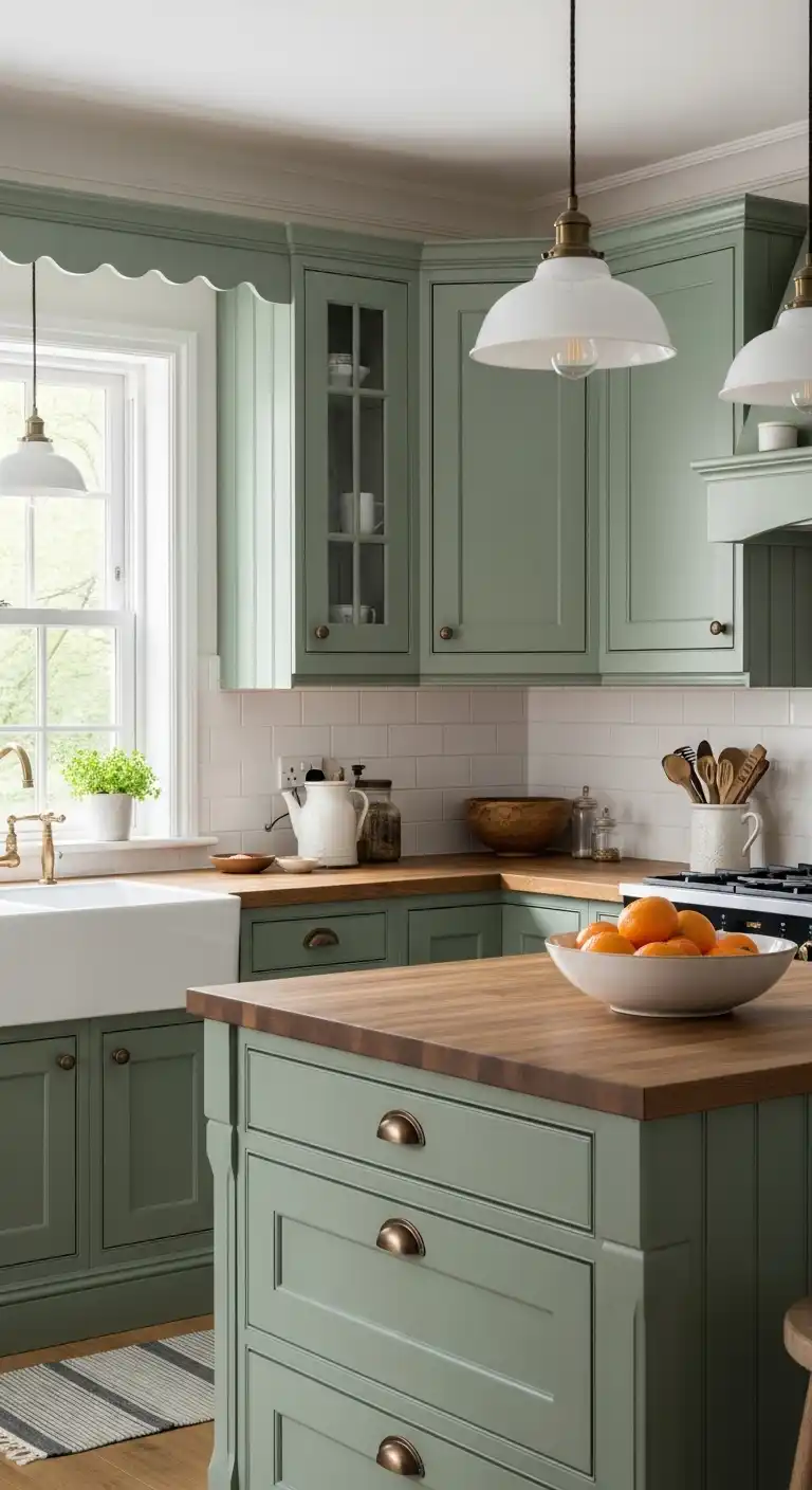 15. Vintage Green Kitchen Cabinets