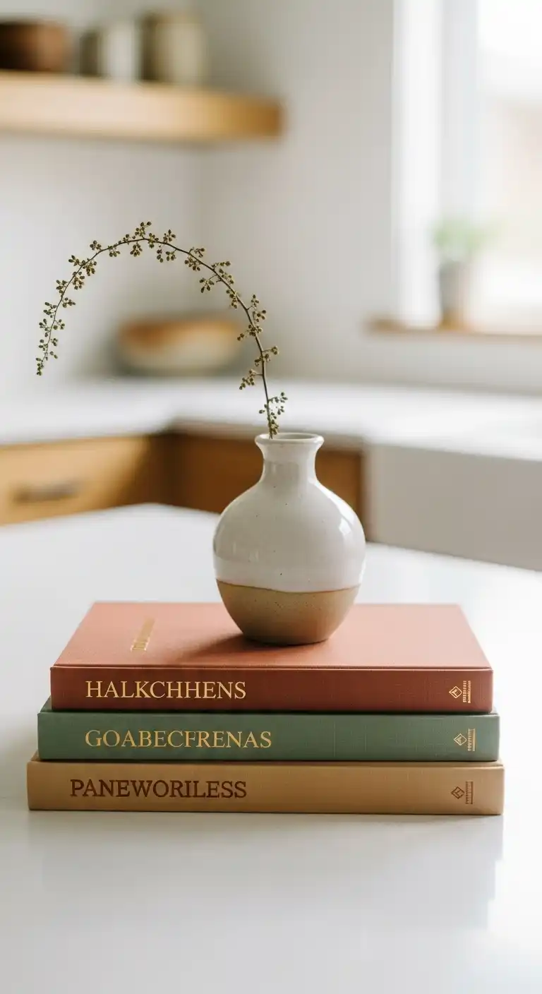 16) Stacked Books with Decorative Accents
