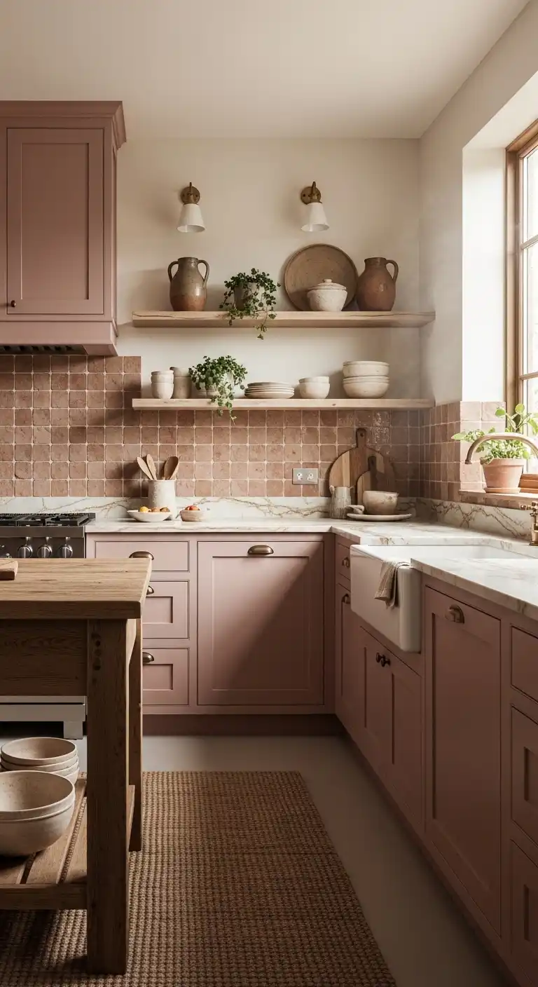16. Dusty Pink Wood Cabinets