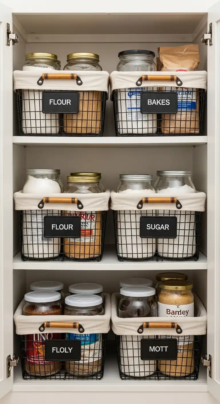 17. Use Baskets for Baking Supplies