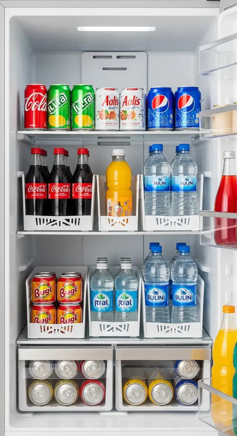 19) Group beverages by type and size