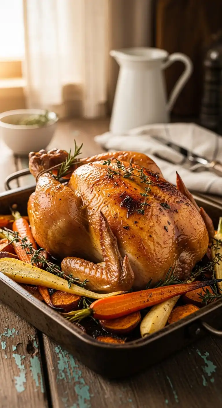 2. Maple-Glazed Roast Chicken with Root Vegetables