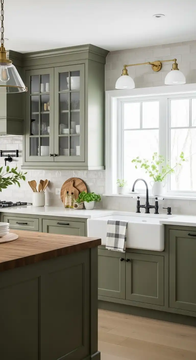 2. Olive Green Shaker Cabinets Trend