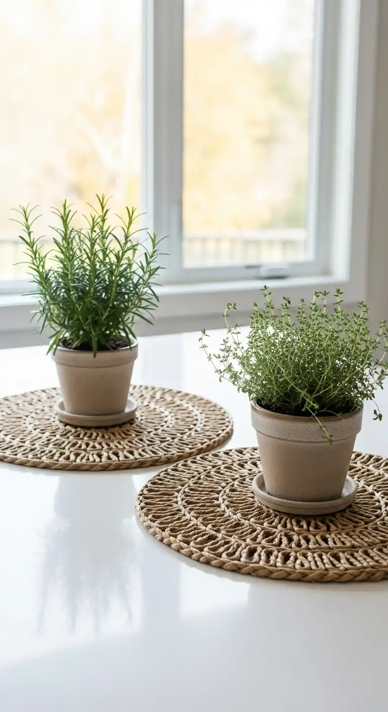 20) Woven Placemats with Small Plants