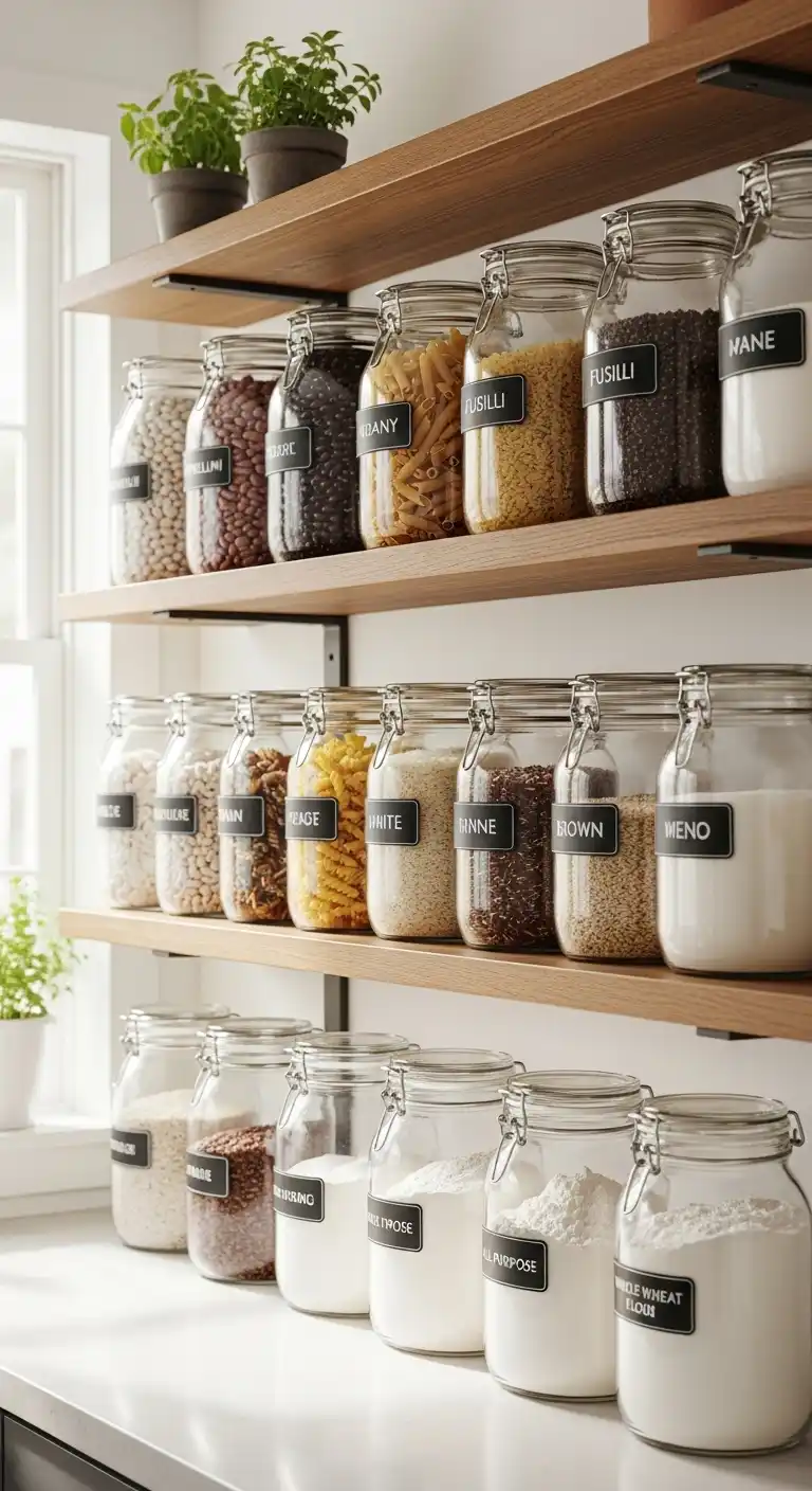20. Use Glass Jars for Dry Goods