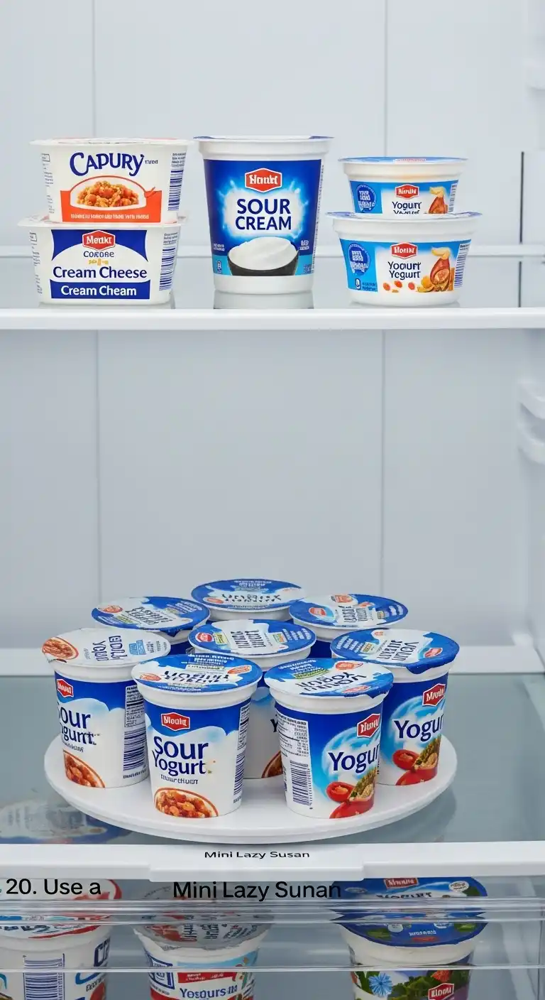 20. Use a Mini Lazy Susan for Cream Cheese & Yogurt