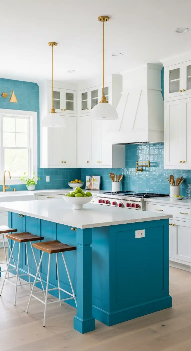 21. Chic Capri Blue Kitchen Design