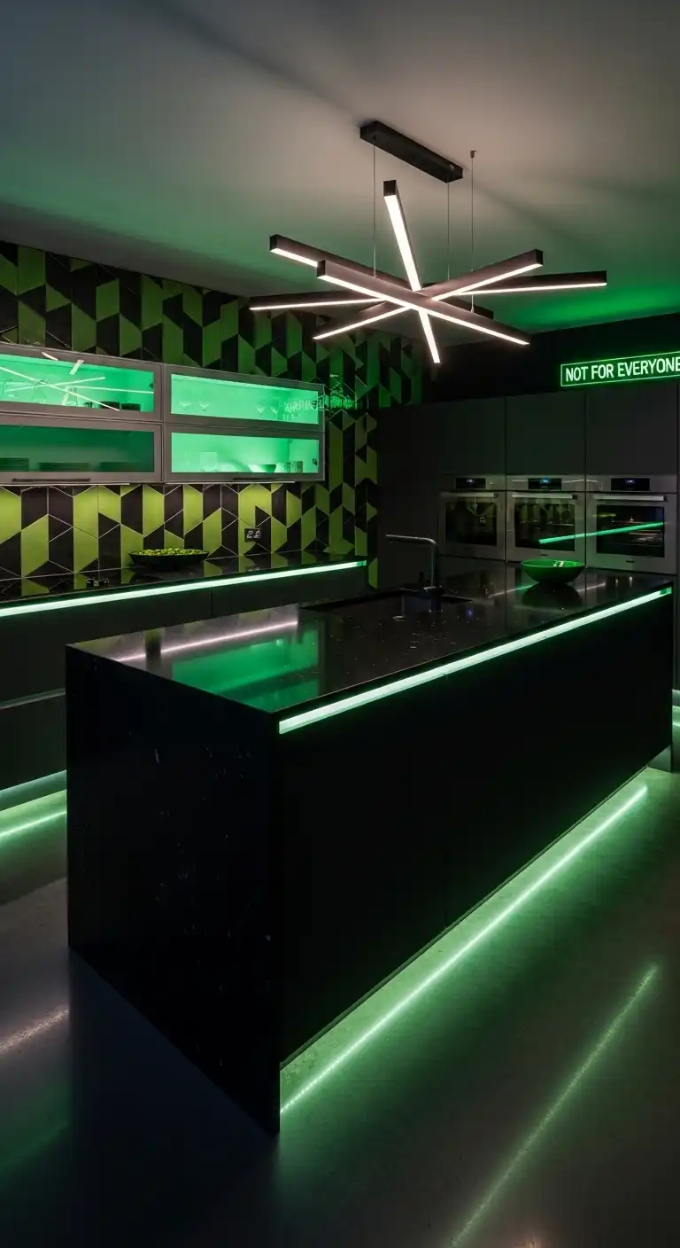 21. Neon Green & Black Cabinets