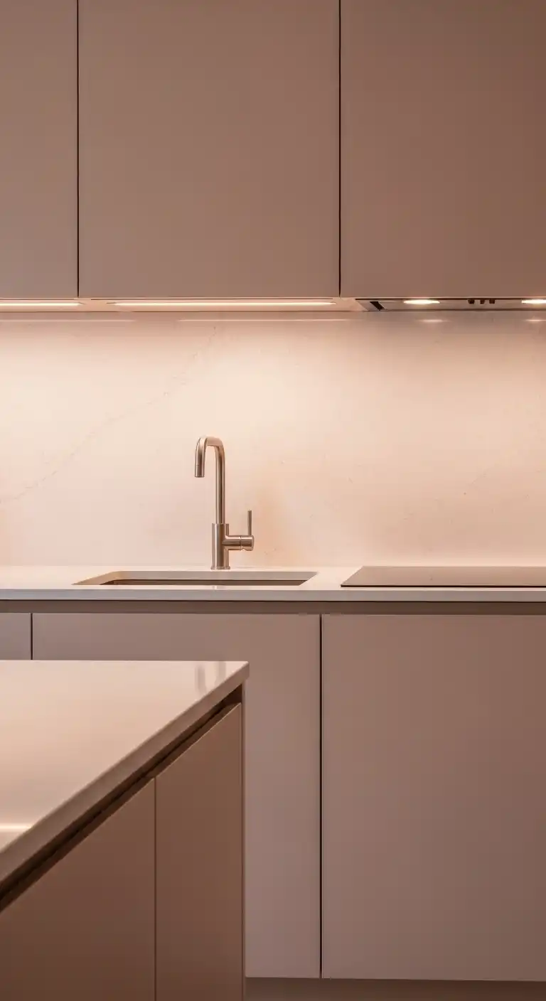 23. Quartz Backsplash in Taffy Pink