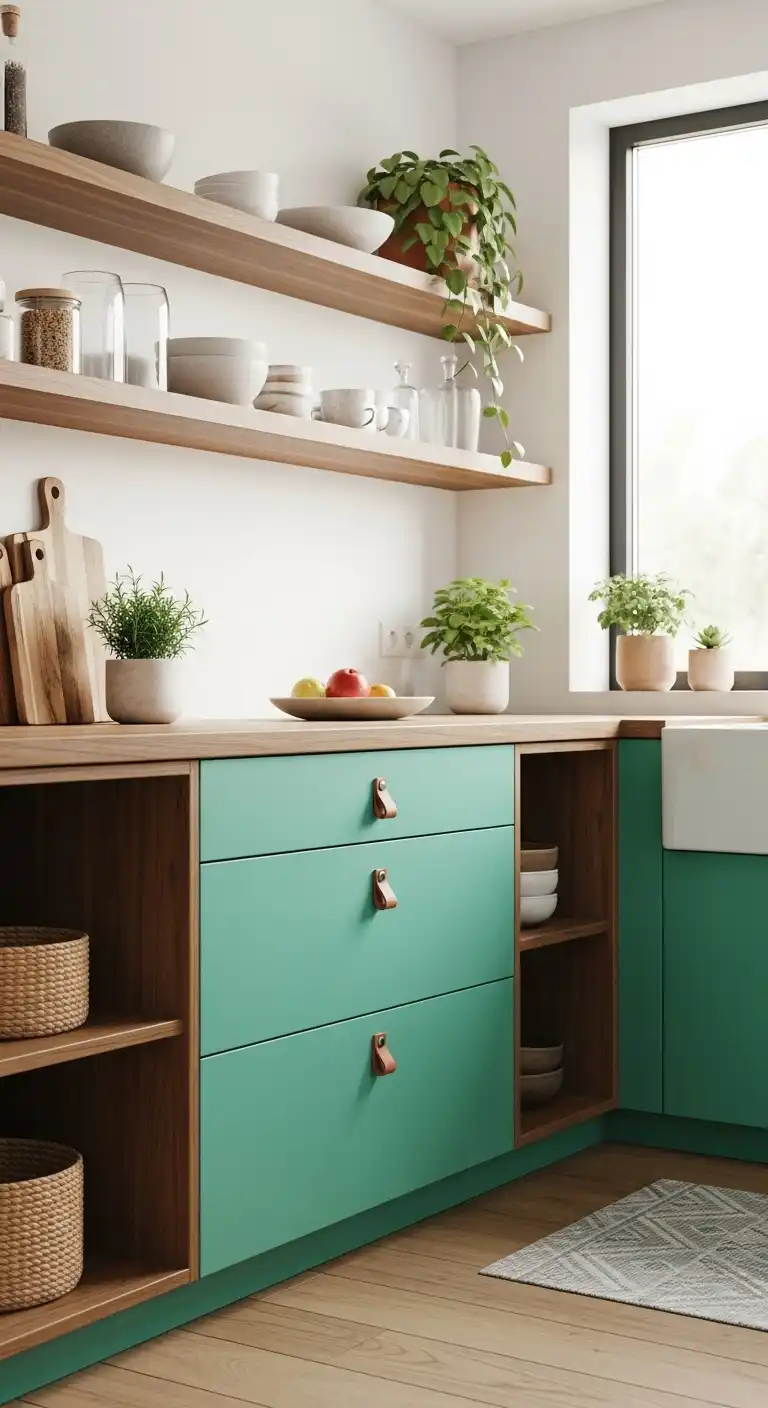 24. Turquoise Green with Leather Pulls