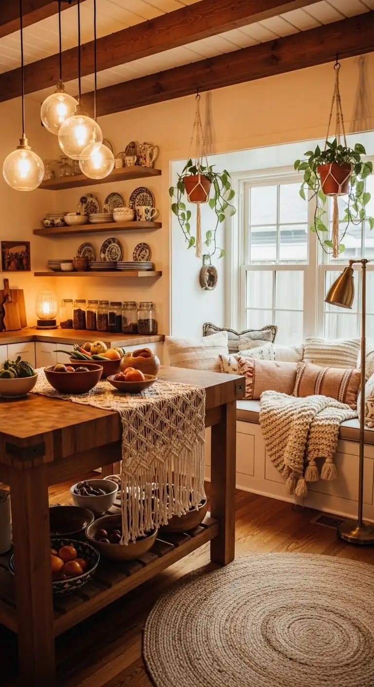26. Cozy Boho Kitchen Escape