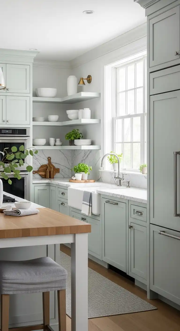 27. Eucalyptus Green Kitchen Cabinets