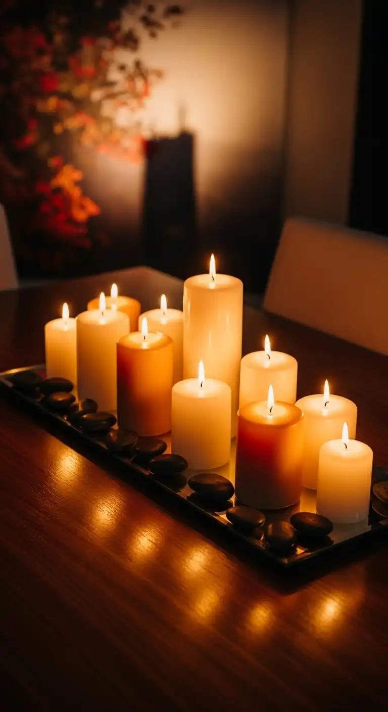 3) Candlelit Ambiance with Scented Pillars