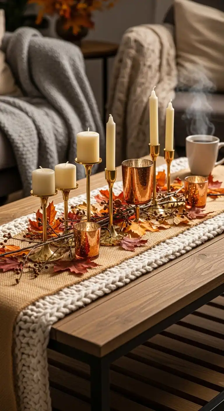 3) Layered Textured Runner with Metallic Accents