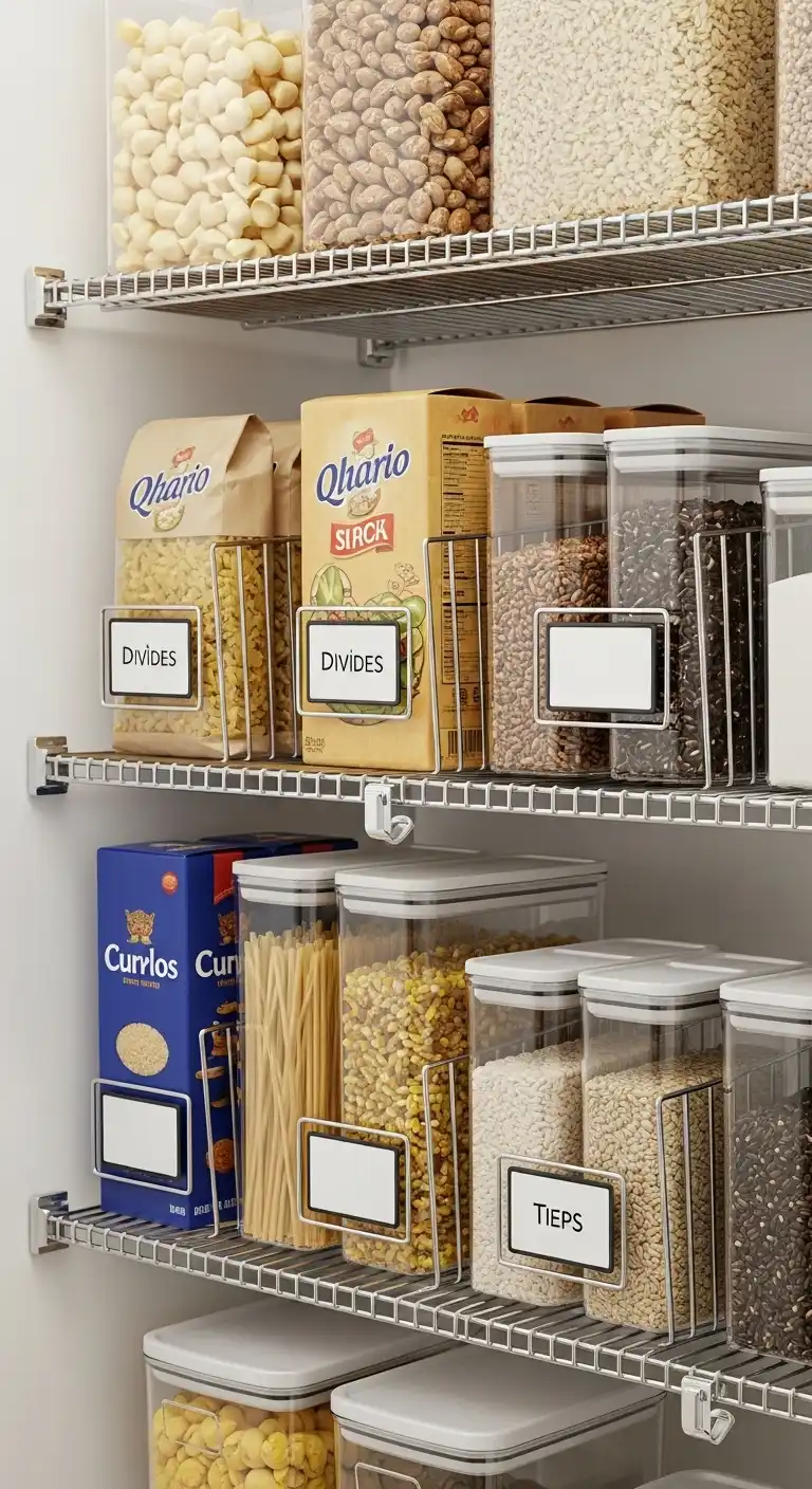 3. Wire Shelf Dividers for Packaged Goods