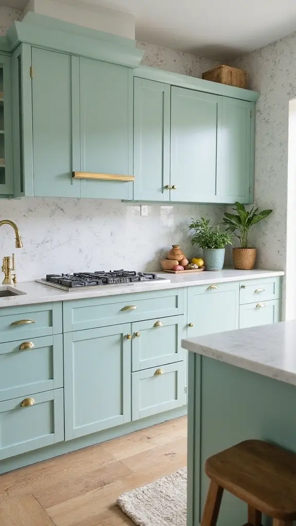21 Light Green Kitchen Ideas That Will Transform Your Cooking Space (You Won't Believe #15!) - 1. Minty Fresh Cabinets