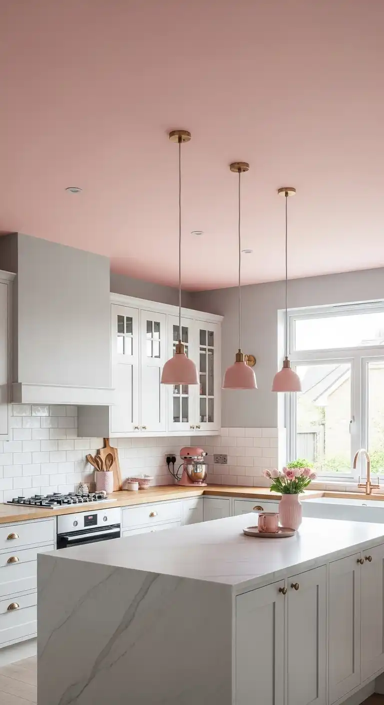 35. Blush Pink Ceiling for an Upside-Down Accent