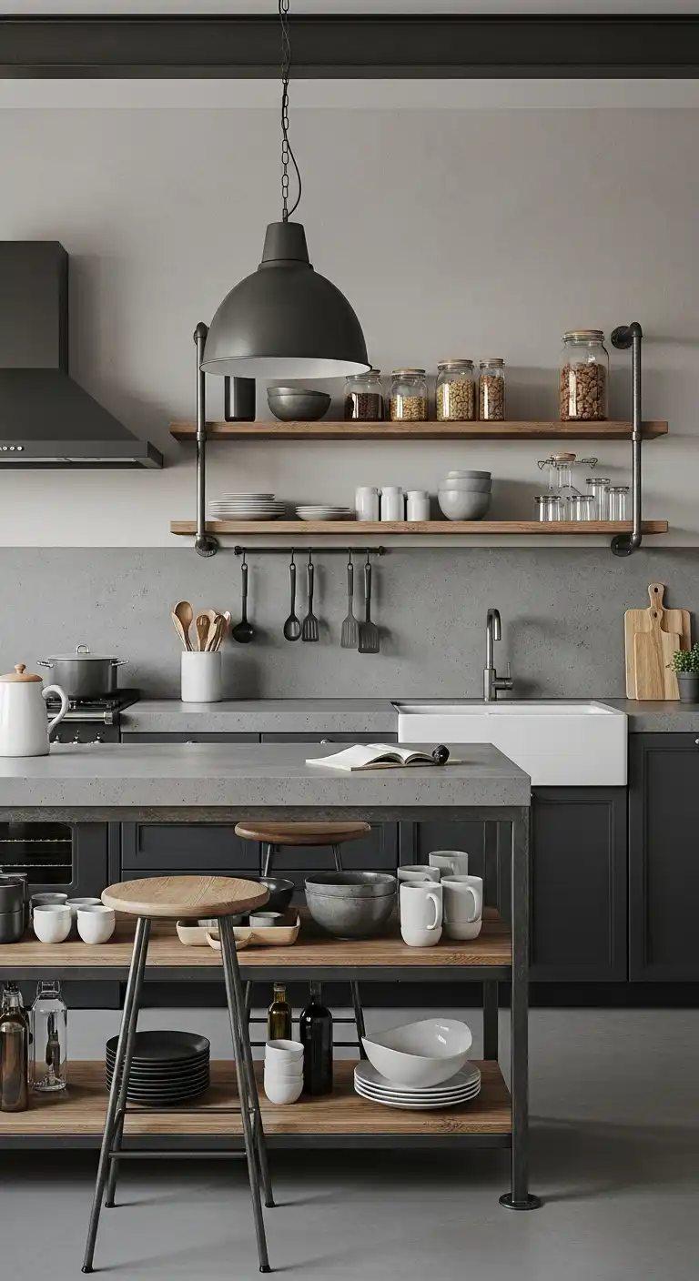 39. Industrial Dolphin Blue Kitchen Cabinets