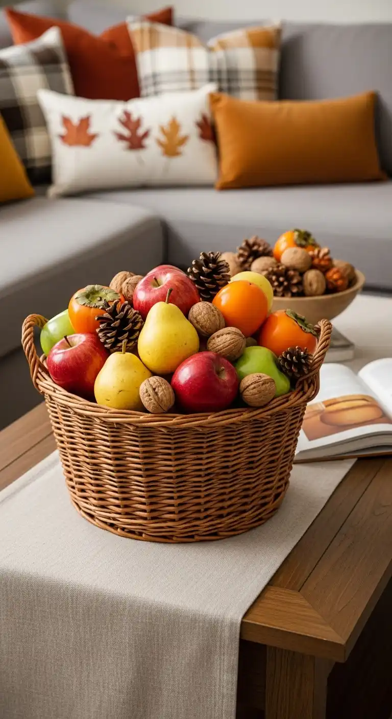 4) Woven Basket with Seasonal Fruits