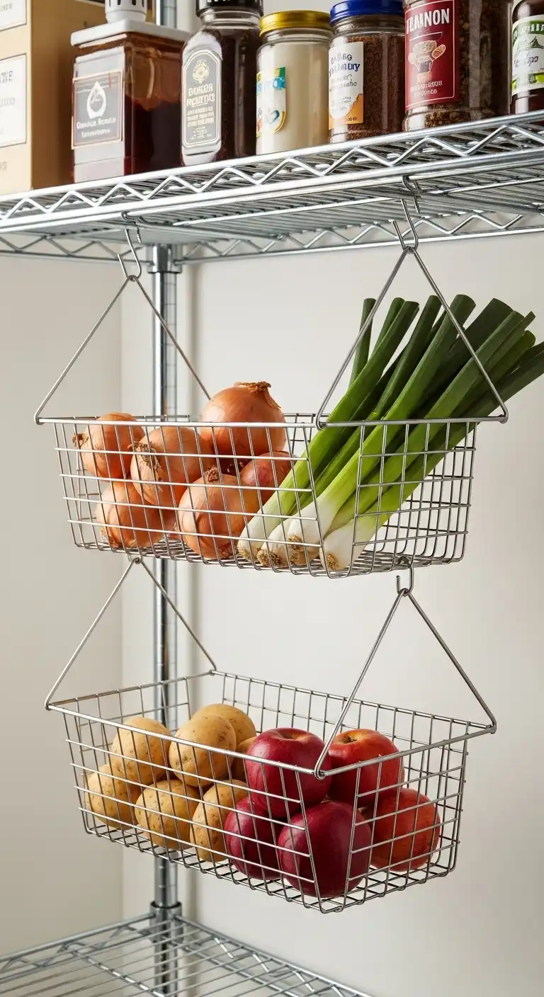 4. Hanging Wire Baskets for Produce