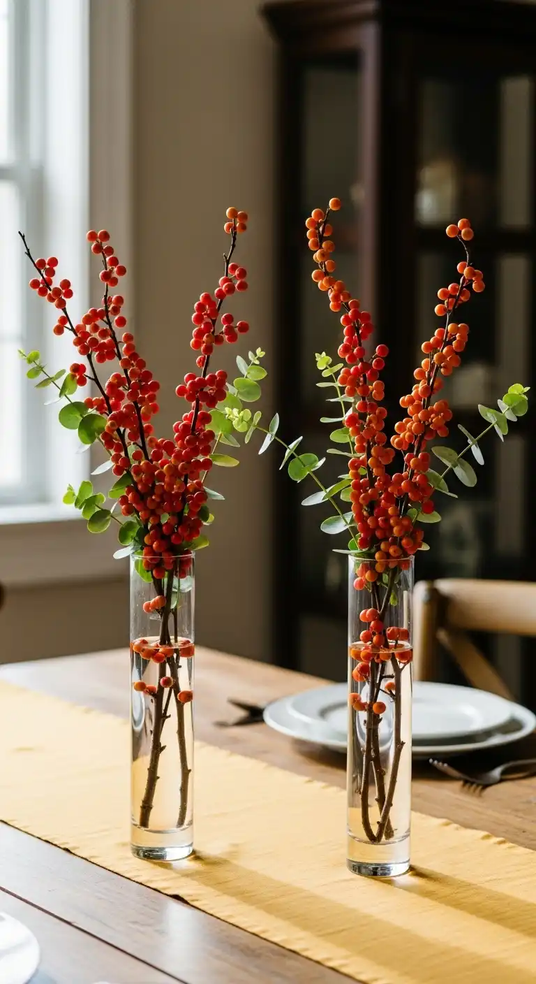 5) Berry Branches in Vases