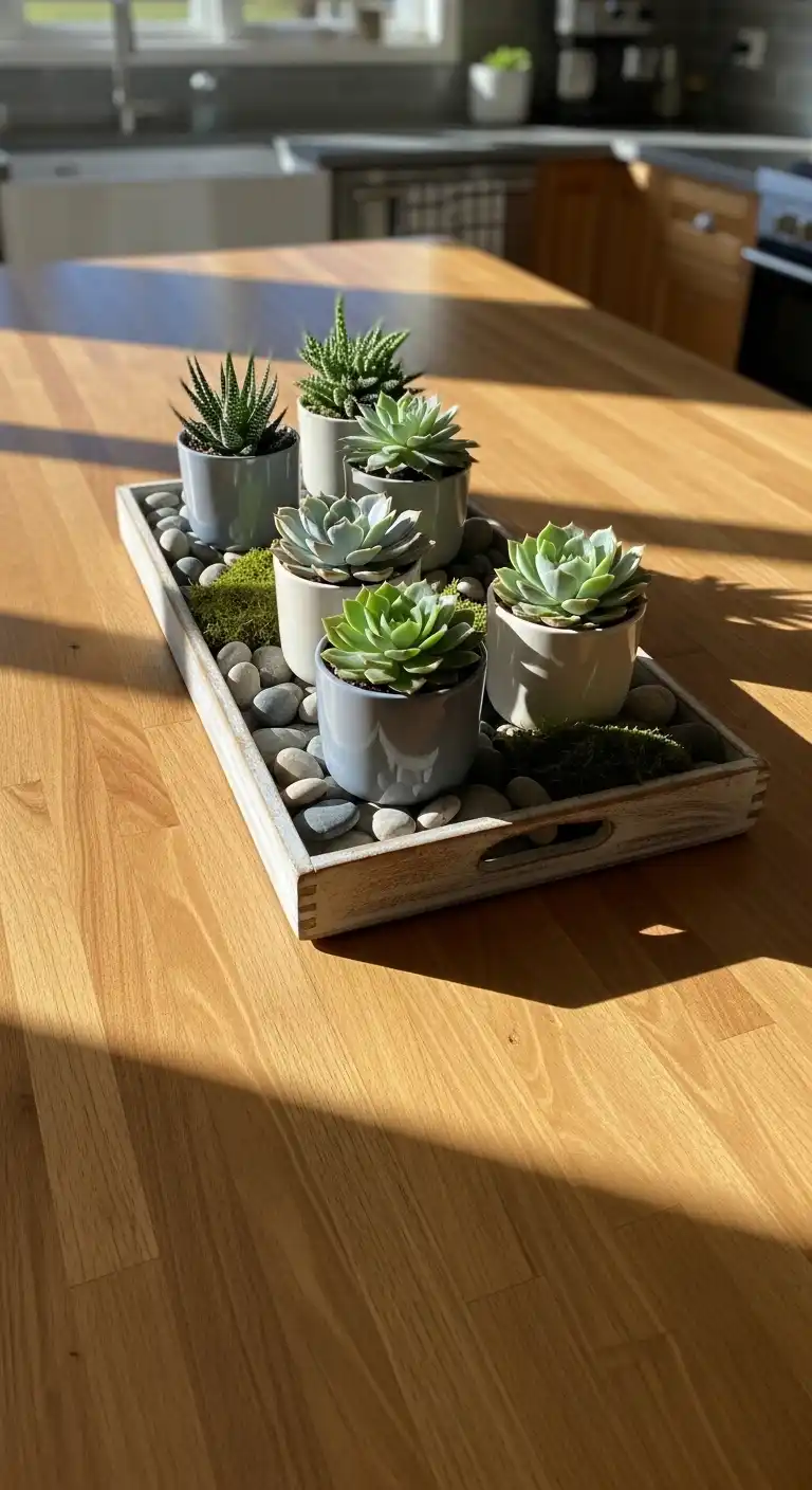 5) Rustic Wooden Trays with Greenery