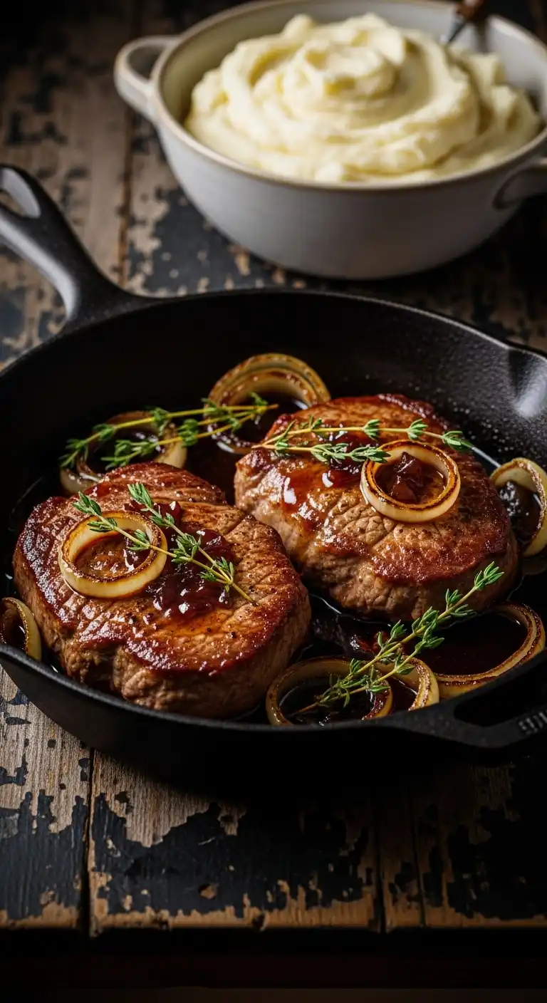 6. Apple Cider-Braised Beef Steaks