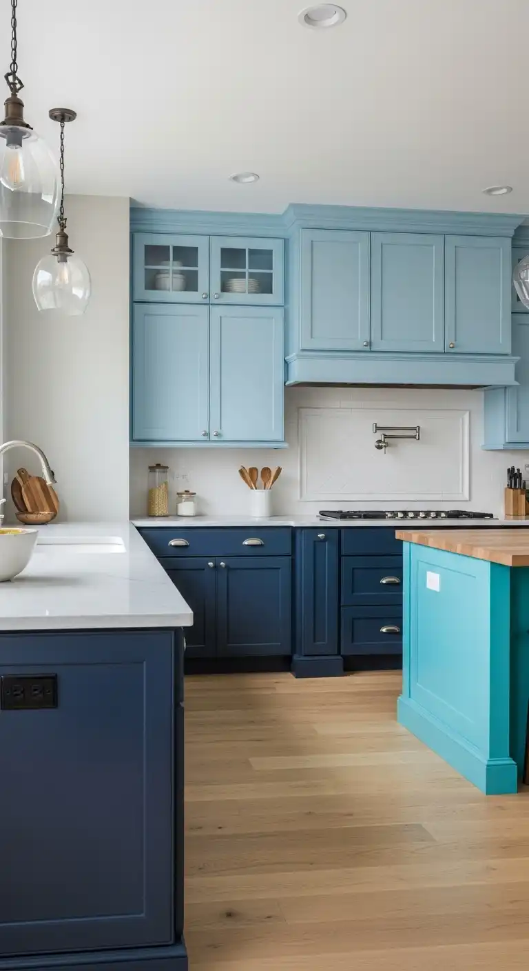 6. Bold Blue Kitchen Cabinets Combos